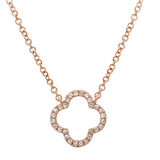 14k gold diamond open clover necklace