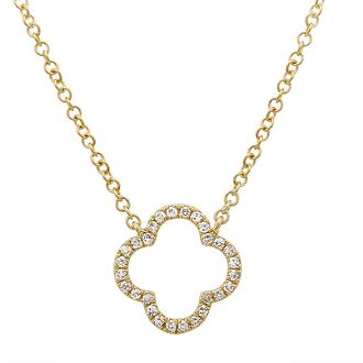 14k gold diamond open clover necklace