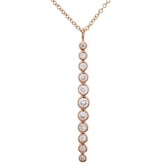 14k gold diamond bezel set vertical bar necklace