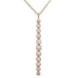 14k gold diamond bezel set vertical bar necklace