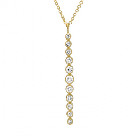 14k gold diamond bezel set vertical bar necklace