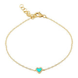 14k gold diamond turq heart bracelet