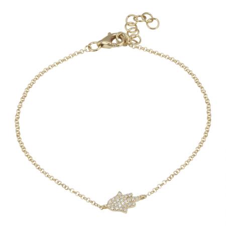 14k gold diamond hamsa bracelet