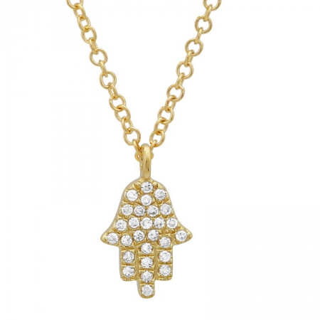 14k gold diamond bitty hamsa necklace