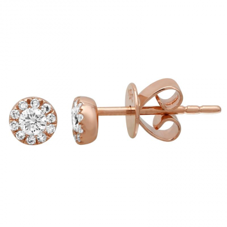 14k gold diamond halo post earrings