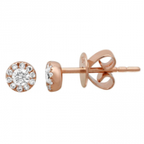 14k gold diamond halo post earrings
