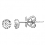 14k gold diamond halo post earrings