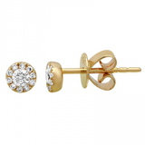 14k gold diamond halo post earrings
