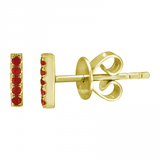 14k gold ruby stick earrings