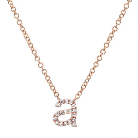 14k gold diamond lower case initial necklace