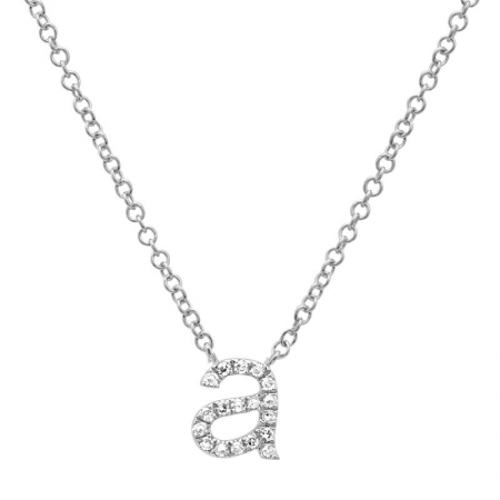 14k gold diamond lower case initial necklace