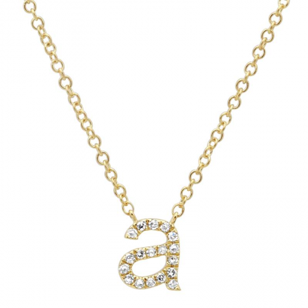 14k gold diamond lower case initial necklace