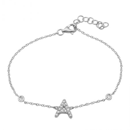 14k gold diamond initial and bezel bracelet
