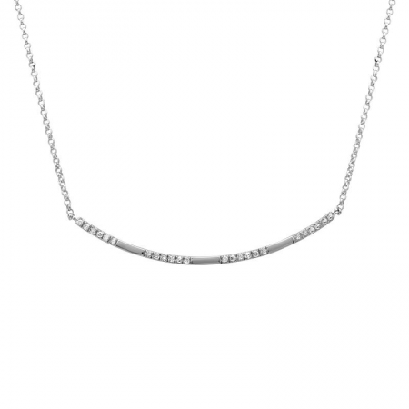 14k gold and diamond curved bar necklace
