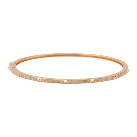 14k gold diamond mini pyramid bangle