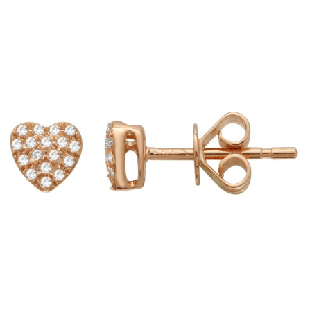 14k gold and diamond bubble heart studs