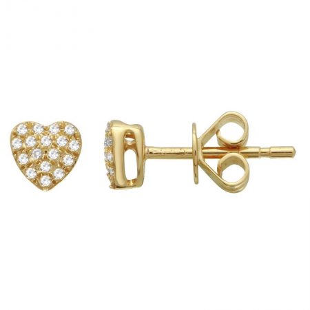 14k gold and diamond bubble heart studs
