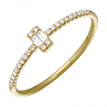 14k gold vertical baguette and diamond band