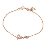 14k gold diamond love chain bracelet