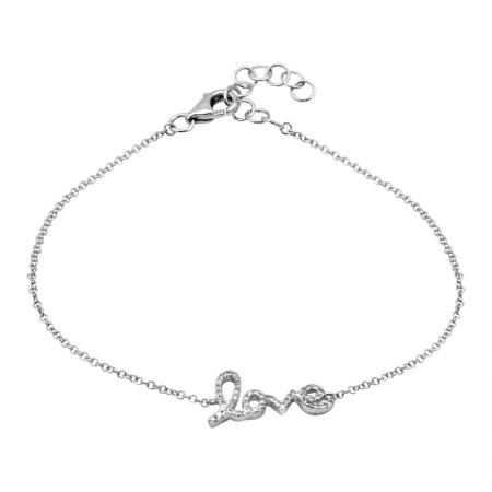 14k gold diamond love chain bracelet