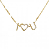 14k gold diamond I HEART U necklace