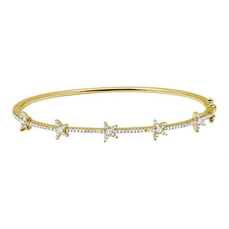 14k gold diamond star bangle