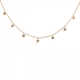14k gold star and diamond bezel drop necklace