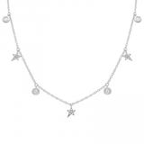 14k gold star and diamond bezel drop necklace