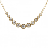 14k gold diamond bezel curved necklace