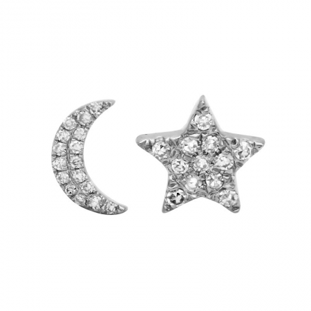 14k gold diamond moon star posts