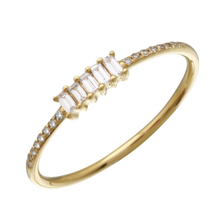 14k gold diamond baguette ring