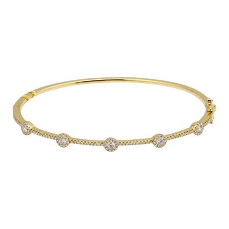 14k gold diamond multi circle bangle