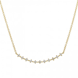 14k gold diamond curved bar necklace