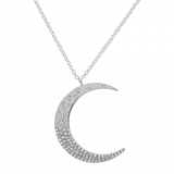 14k gold scattered diamond moon pendant