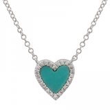 14k gold diamond small turq heart necklace