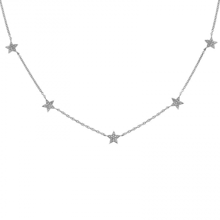 14k gold diamond multi star necklace