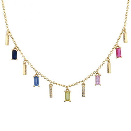 14k gold dangling gemstone necklace