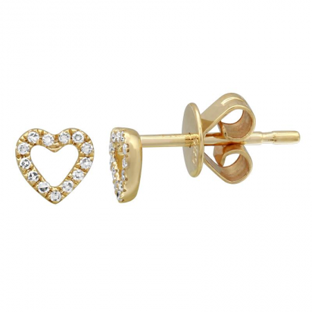 14k gold diamond baby heart studs