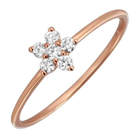 14k rose gold diamond flower ring size 6.5