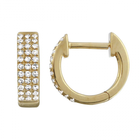 14k gold triple row diamond huggies