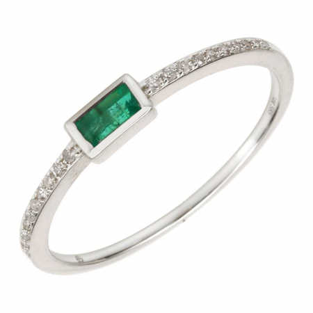 14k gold diamond horizontal emerald band