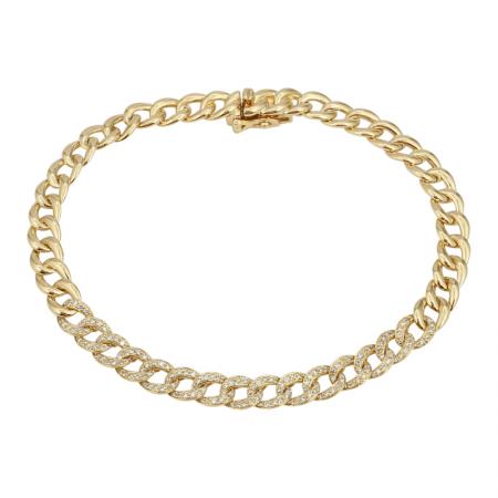 14k gold and diamond cuban link bracelet
