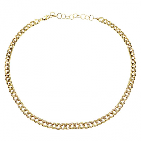 14k yellow gold diamond cuban link necklace