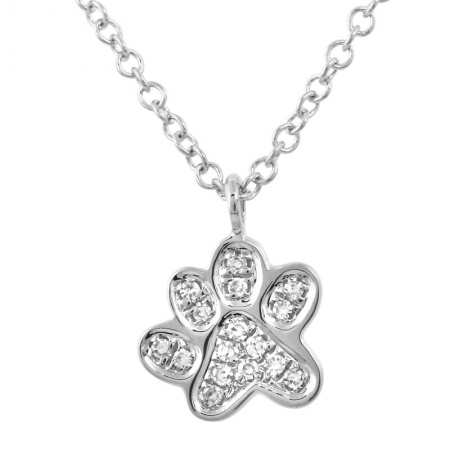 14k gold diamond paw print necklace