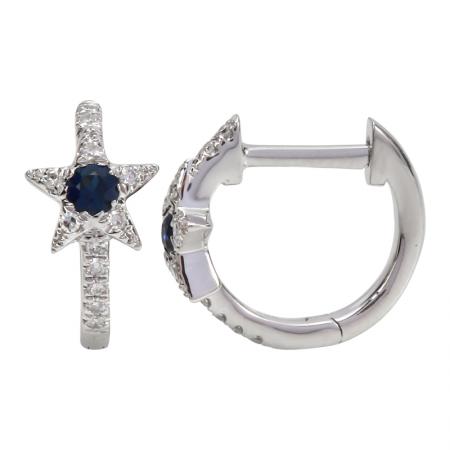 14k gold diamond blue sapphire baby star huggies