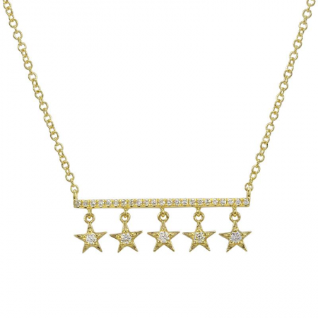 14k gold diamond star drop necklace