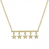 14k gold diamond star drop necklace