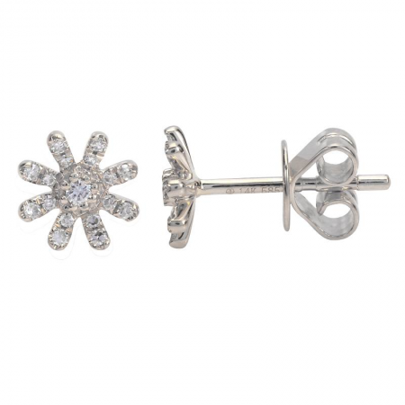 14k gold diamond snowflake flower studs