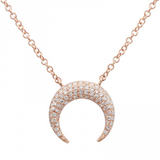 14k gold diamond crescent necklace