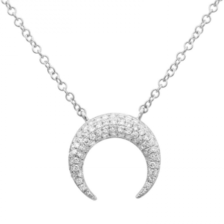14k gold diamond crescent necklace